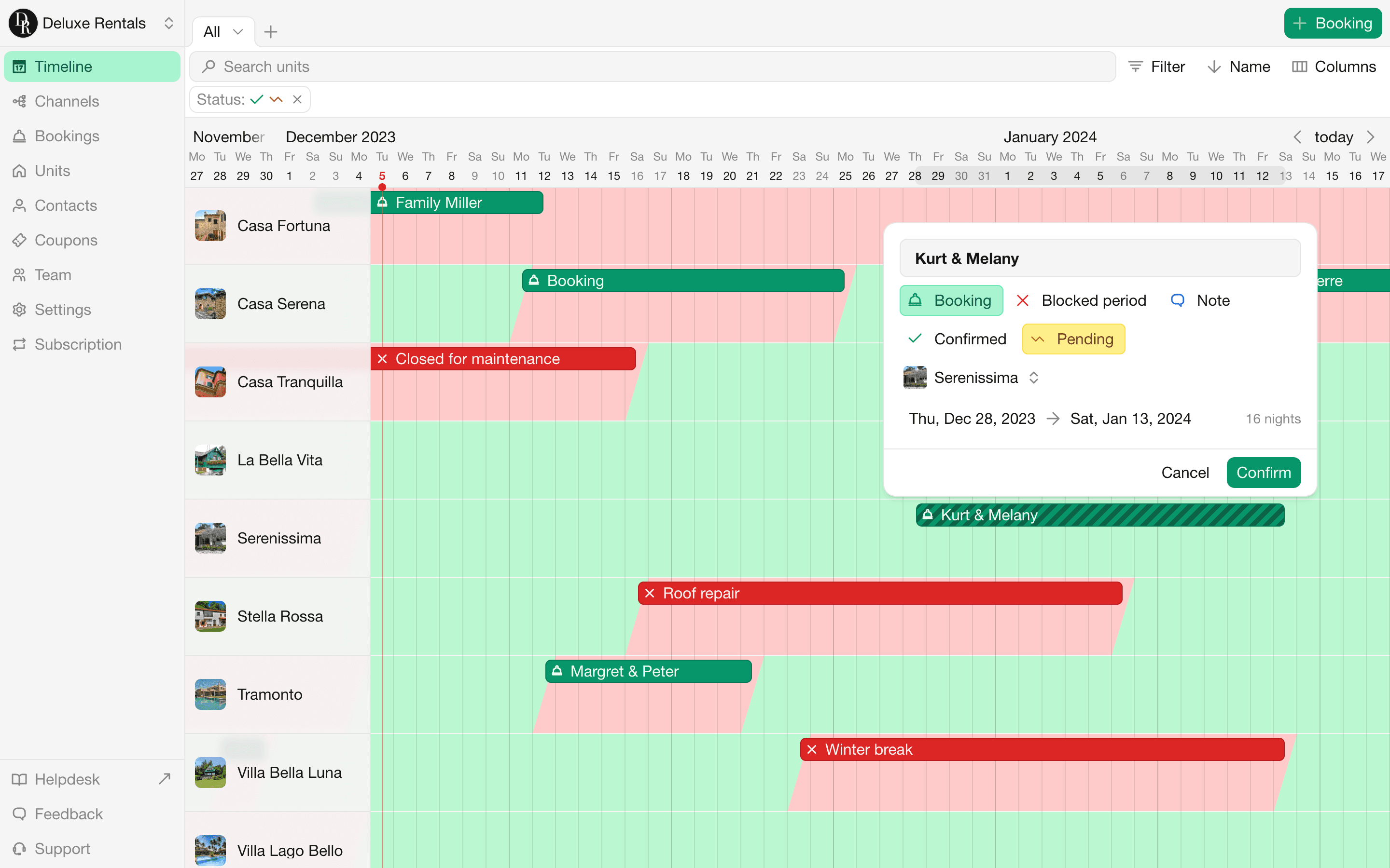 Overview of the Bookingmood dashboard